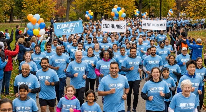 Runners competing in a charity run event
