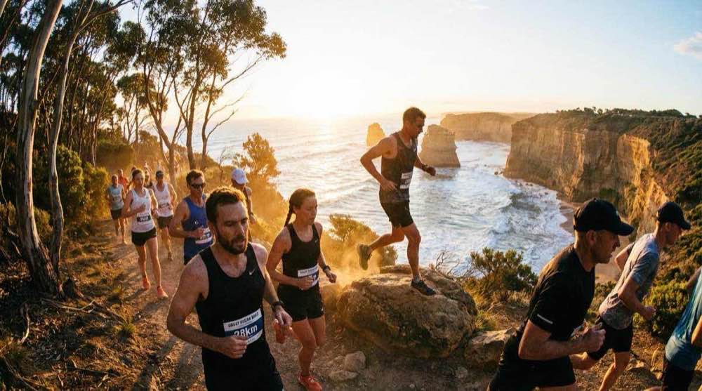Group of people running in an outdoor race